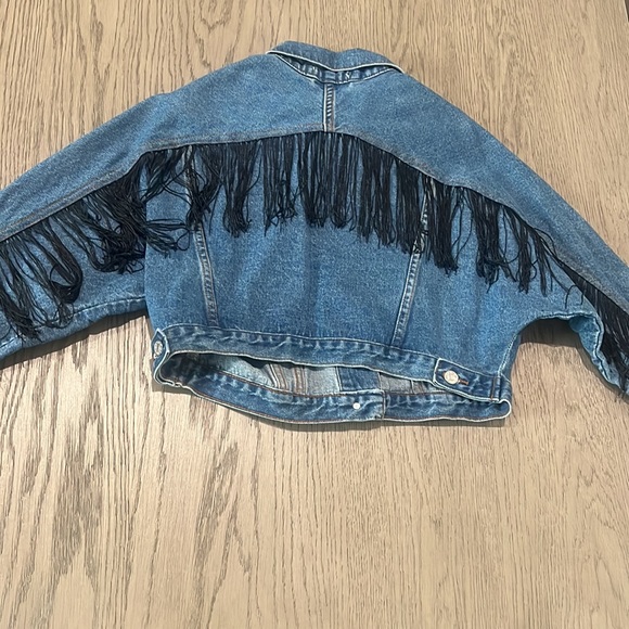 Adika denim jacket with back fringe size small - Picture 3 of 7